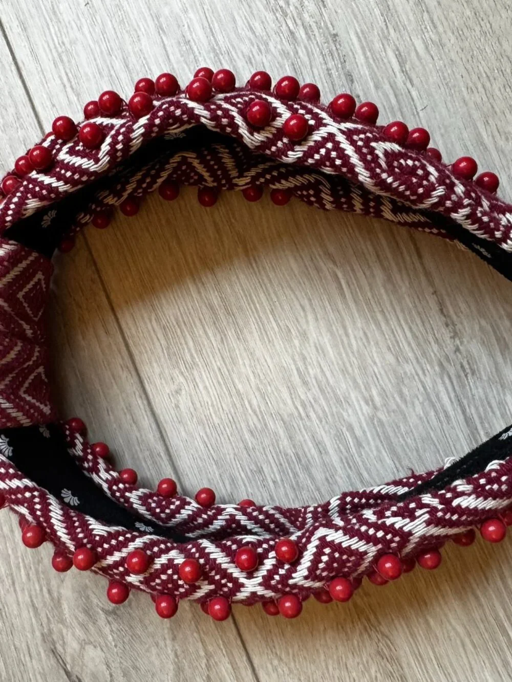 Lele Sadoughi Red Headband With Bead Embellishments